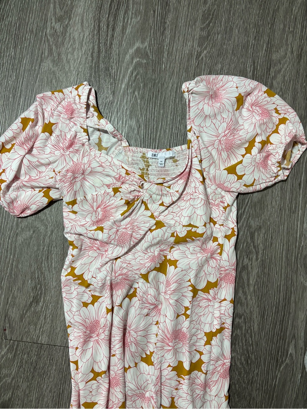 BOGo**DR2 Pink and Mustard Floral Midi Dress (fits like a small/medium)